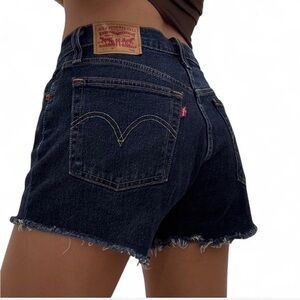 Levi's Blue Jean Shorts High-Waisted Distressed
